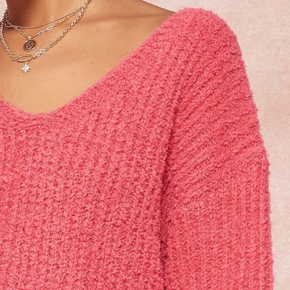 Pink So Soft Cozy V-neck Sweater top - Picture 9 of 9